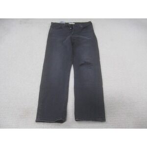 Levis‎ Wedgie Straight Jeans Womens 31x28 Black Button Fly Distressed Denim